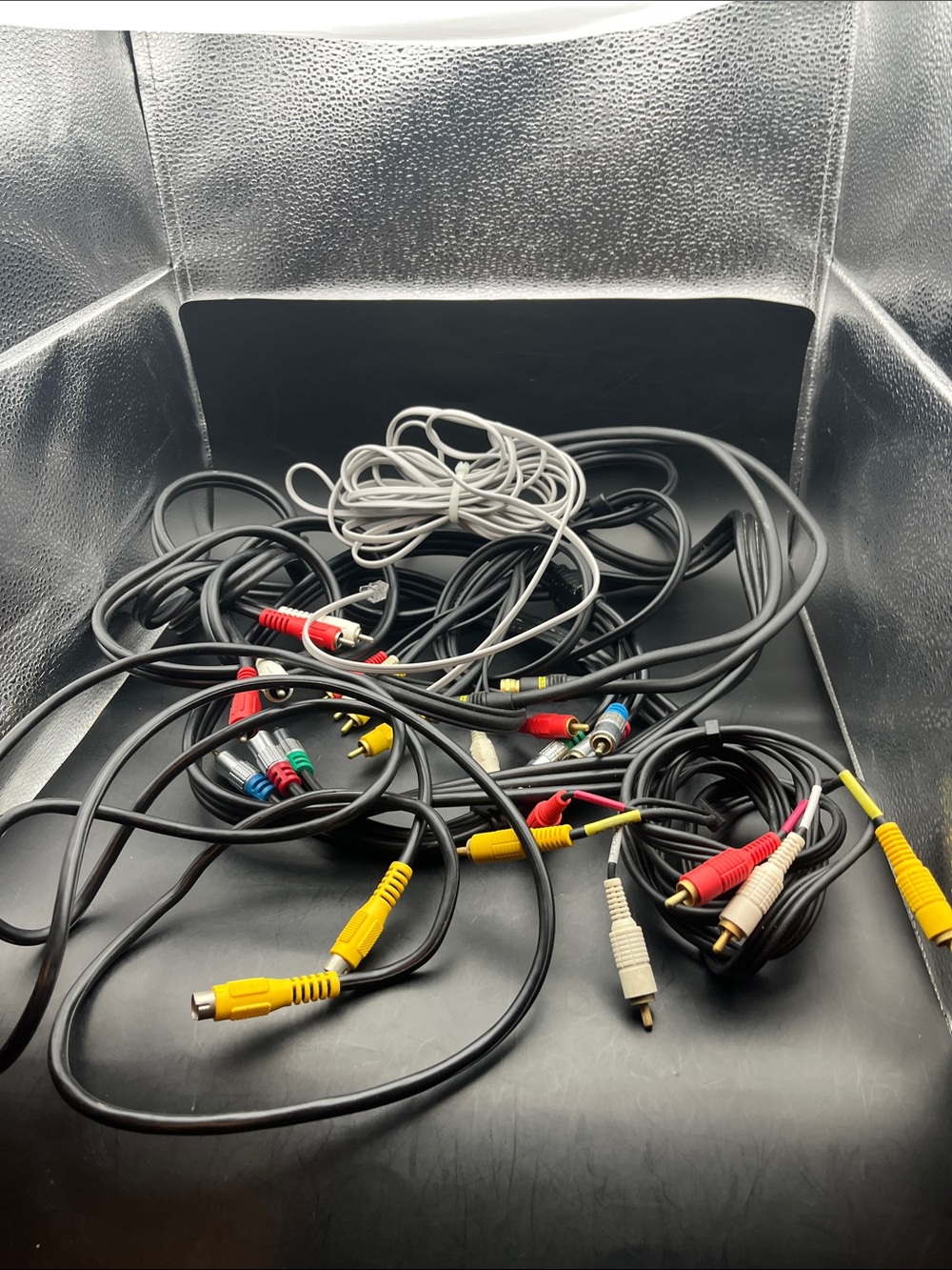 Assorted AV and RCA Cables - telephone cable and coaxial cable bag mixed